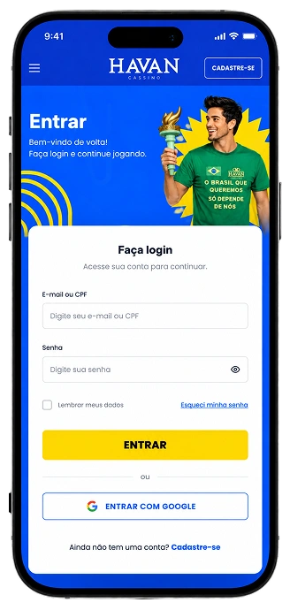 Faça login no Cassino Havan.